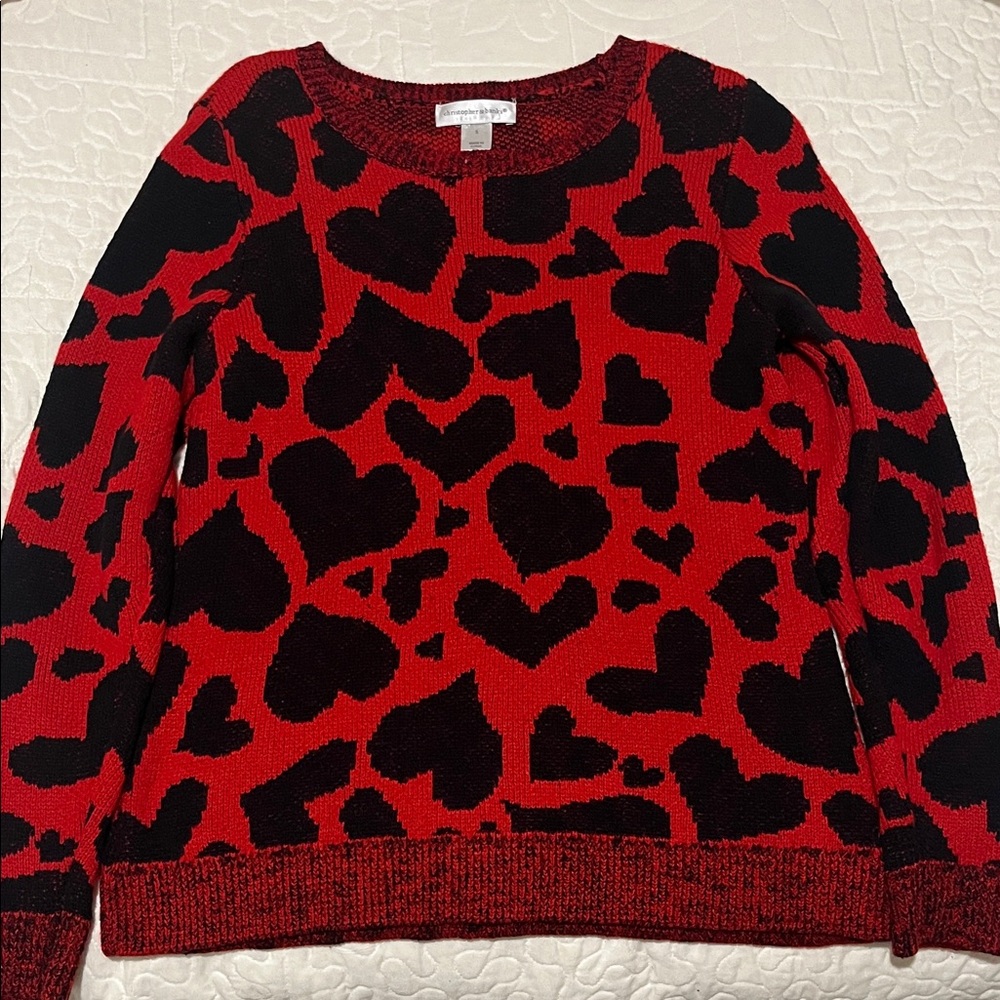 Christopher & Banks Red and Black Heart Sweater